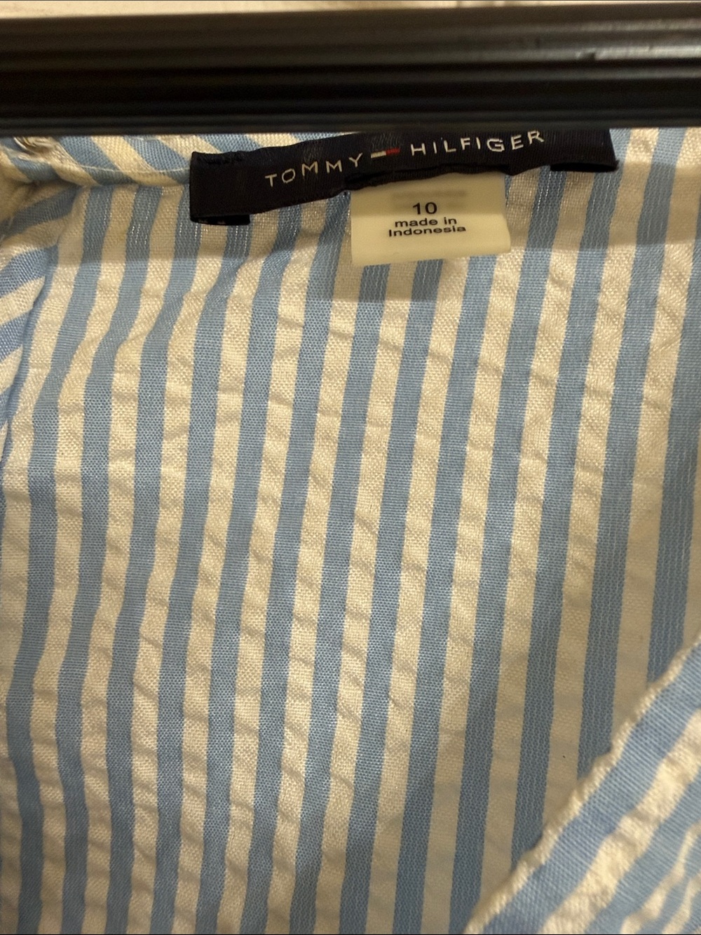 Tommy Hilfiger Light Blue and White Striped Midi Wrap Dress - Picture 2 of 5